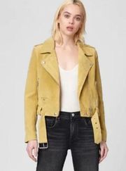 BLANKNYC Women's Yellow Citron 100% Leather Moto Jacket Small NWT $198