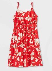 Women's  & Viv Red Floral Print Tank Dress, 2X - New