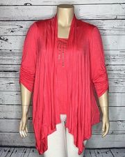 Kate & Mallory Designs NWOT Size XL Pink 2 Pc. Embellished Tank Top & Cardigan