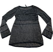 White House Black Market Sweater Womens Small Black Geo Knit Cozy Knit Rayon