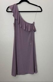 American Eagle Dusty Pink Ribbed One Shoulder Ruffle Dress S NWOT