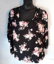 Eye Candy black floral cold shoulder blouse