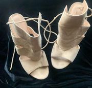 Call it Spring beige High heel sandals size 8.5 chunky stacked heel