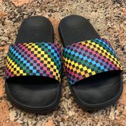 Vans Range Slide-On Women's Size 6 Sandals Slides Rainbow Mini Check Shoes