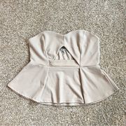 Strapless Top Peplum Tan/Taupe