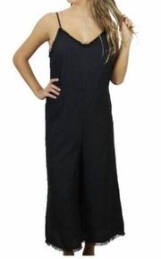 | Loose Memories Cropped Wide Leg Spaghetti Strap Jumpsuit Black Large