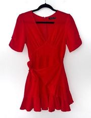 Red Serena Mini Wrap Dress XS