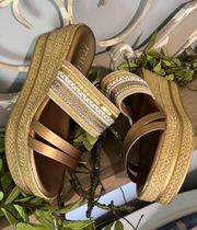 Bronze Gold Silver Sandals Espadrilles Womens 8.5 New