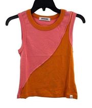 Half & Half Muscle Tank Orange Rose New Small