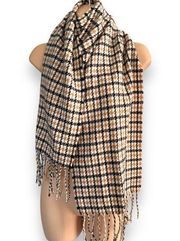 Plaid scarf fringe