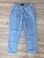 WhoWhatWear Women's Blue Light Wash High-Rise Tapered Denim Jeans Size 6