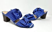 Who What Wear Striped Block Heel Sandals Blue Sz 7