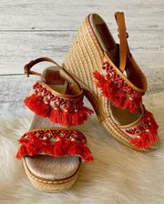 Tory Burch Niyah Espadrille Wedge Sandals 10.5