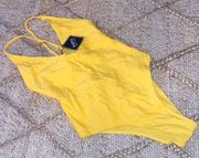 Yellow tie up one piece swimsuit