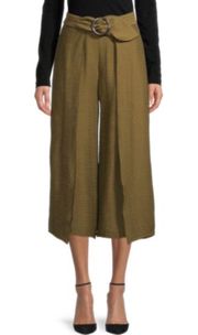 NWT  Mairead Culottes Style Front Tie Wrap Pants 2 Tan Olive