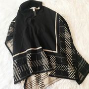 WHBM Cream Black Poncho