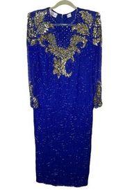 Vintage Laurence Kazar Silk Beaded Dress