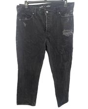 Old Navy Women's Black Distressed Jean Capri Size 14 #961