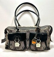 Black/Gray Jacquard Monogram Handbag Satchel