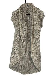 Umgee Gray Marled Shawl Neck Opened Front Long Knit Vest Cardigan Women Sz M/L