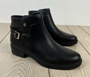Giani Bernini Brennin Buckled Ankle Booties 10 Black Faux Leather $100