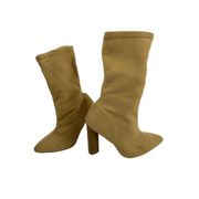 Quipid  mesh camel brown heeled boots size 8.5 womens