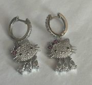 Hello Kitty Silver Earrings NEW crystals