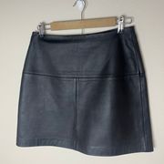 leather black mini skirt