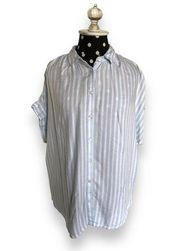 Time & Tru Womens Blouse Sz S 4 6 Blue White Striped Soft Rayon Shirt