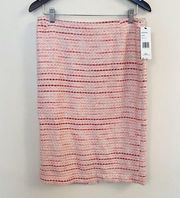 Lafayette 148 Tweed Pencil Skirt Size 8 Lined Pink & Red Woven NEW MSRP 378$