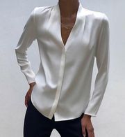 Babaton Power Blouse Long-sleeve, satin White Blouse Size XL