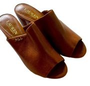 Lauren Ralph Lauren Harlow brown leather slide heel sandal women 8B