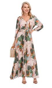 NWT Floral V-Neck Button Up Maxi Dress Size L