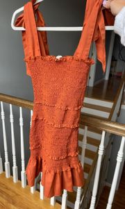 orange scrunch dress size S
