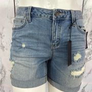 DISTRESSED DENIM CUFFED ROLLED UP SHORTS IZ: 4/27