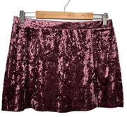 New Nordstrom Abound Crushed Velvet Velour Mini Retro 90s Y2K Skirt Burgundy L