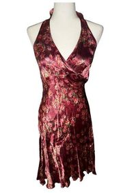 Y2K Halter Midi Dress Roses SATC M