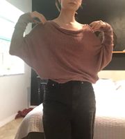 Free People Cowl Neck Mauve Crop Sweater