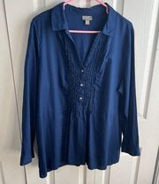 J Jill blue button front cotton blouse size XLP