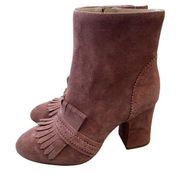 New! Etienne Aigner sold at Anthropologie Blush Marina Fringe Suede Boots/Bootie