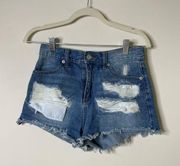 fab'rik Blue Distressed Cutoff Shorts XS