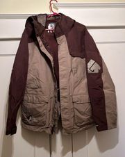 | Brown & Tan Ski Winter Jacket Many Pockets Size Large