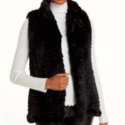 Aqua faux fur Black Vest Small