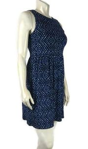 JOE FRESH Med Diamond Print Blue Sleveless Dress