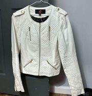 Women’s white faux leather Moto jacket