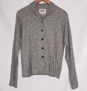 FLAX Top Button-Up Blouse Cotton Linen Rayon Size Small Long Sleeve Shirt‎ Gray