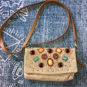 Jasper & Jeera Anthropologie Jeweled Beaded Crossbody Purse