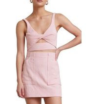 Bec & Bridge Bonnie Cut-Out Crop Top in Peony Pink 6 Womens Cropped Tank