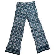 Max Edition Petite Blue White Wide Leg Geometric Palazzo Pants size L Moroccan