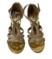 Fioni Night Gold Glitter Strappy Heels